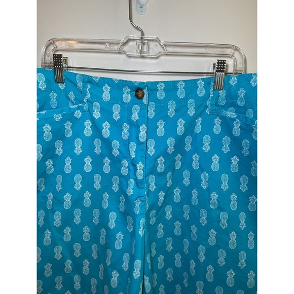Kim Rogers 18 Golf Shorts Pineapple Print Casual Turquoise Blue Shorts - Picture 2 of 8